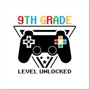 9th Grade Level Unlocked First Day of School Video Gamer Posters and Art